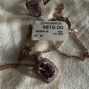 Sofia Vergara  rose gold 10k pendant amethyst and diamonds. NWT from  Kay’s.